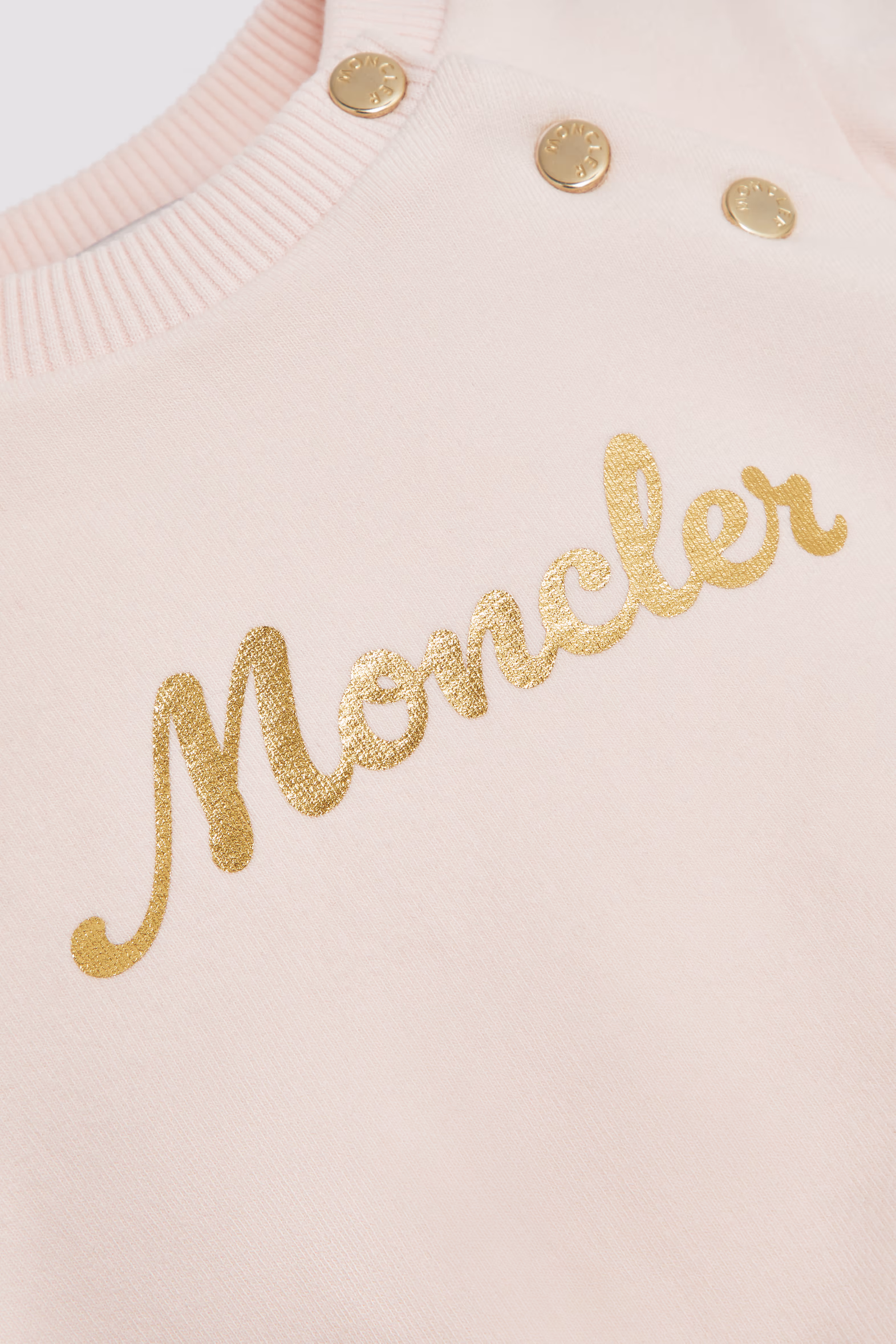 Logo Cotton Sweatshirt Girl Soft Pink Moncler 3
